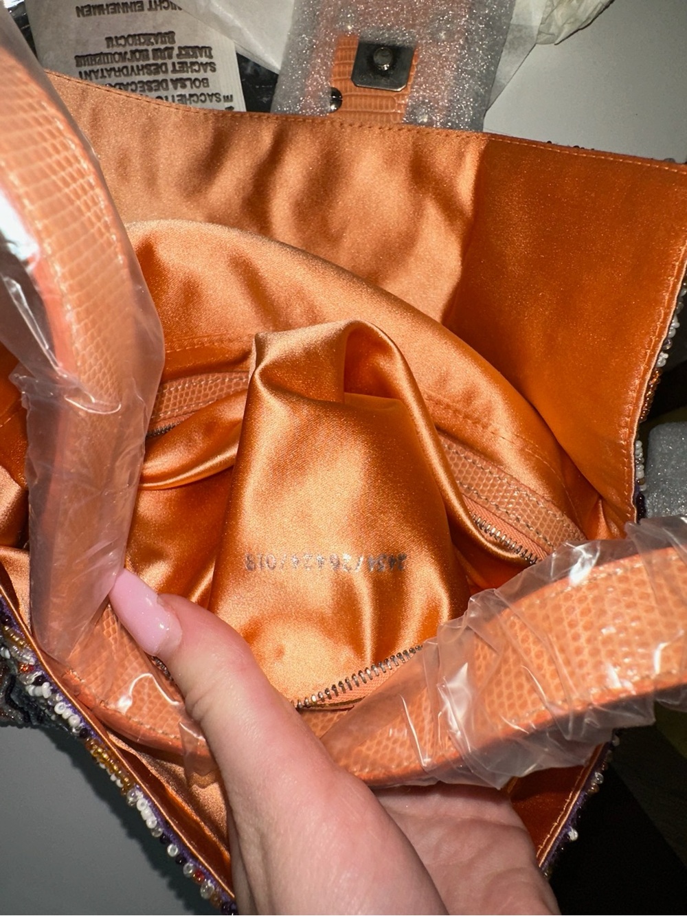 Fendi Multicolor Patterned Shoulder Bag with Orange Strap - Picture 8 of 9